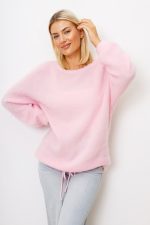 Sweter kid moher wiązany dół – Różowy, UNI