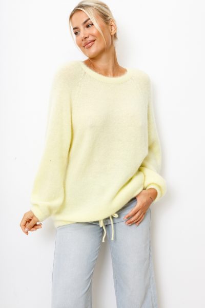 Sweter kid moher wiązany dół – Żółty, UNI