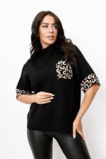 Sweter kieszonka złota panterka – Czarny, UNI