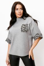 Sweter kieszonka złota panterka – Szary, UNI