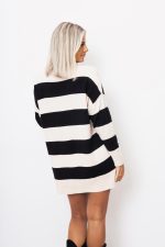 Sweter pasy – Beż/Czarny, UNI