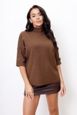 Sweter ramiona guziczki – Czekolada, UNI