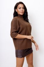 Sweter ramiona guziczki – Czekolada, UNI