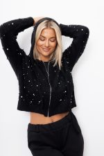 Sweter zamek perełki – Czarny, UNI