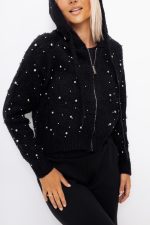 Sweter zamek perełki – Czarny, UNI