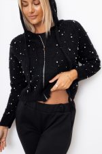 Sweter zamek perełki – Czarny, UNI