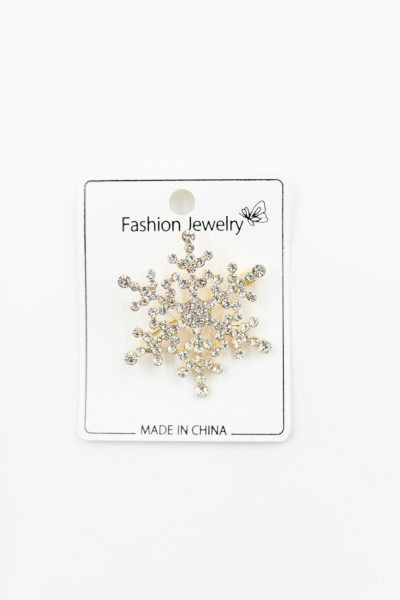 Broszka Śnieżynka – złoto/biały