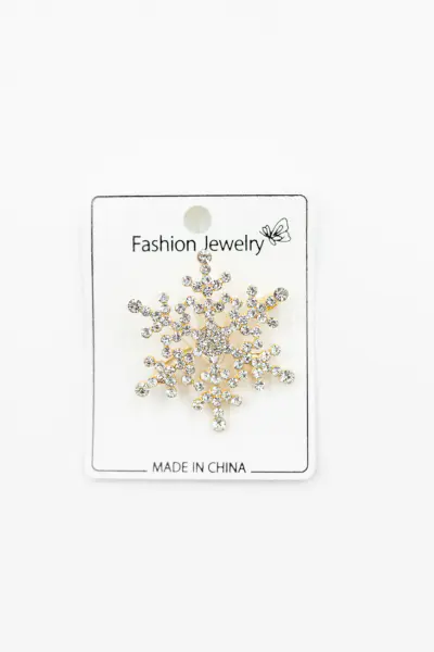 Broszka Śnieżynka – złoto/biały