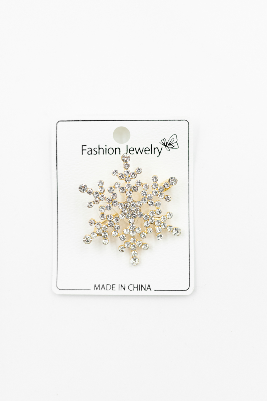 Broszka Śnieżynka – złoto/biały