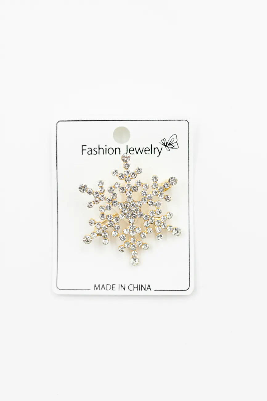 Broszka Śnieżynka – złoto/biały