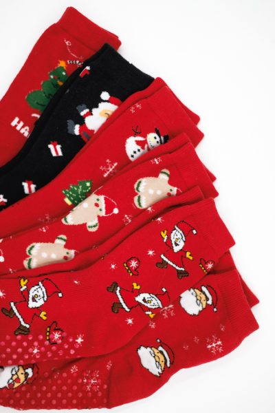 Skarpetki świąteczne antypoślizgowe 3pak – Czerwony, 35/40
