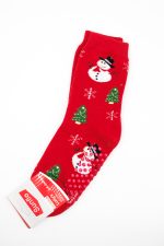 Skarpetki świąteczne antypoślizgowe 3pak – Czerwony, 35/40