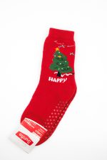 Skarpetki świąteczne antypoślizgowe 3pak – Czerwony, 35/40