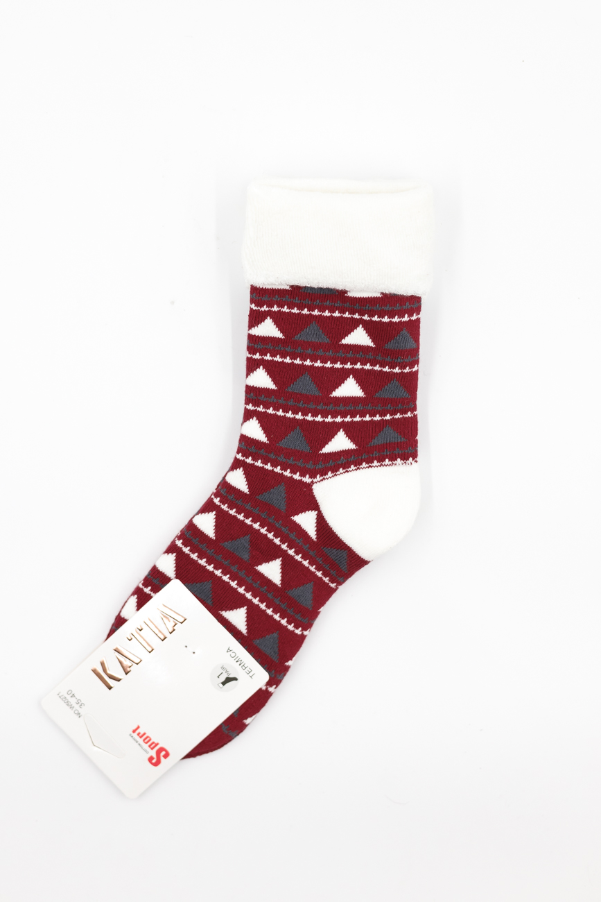 Skarpetki świąteczne termiczne 3pak – Bordo, 35/40