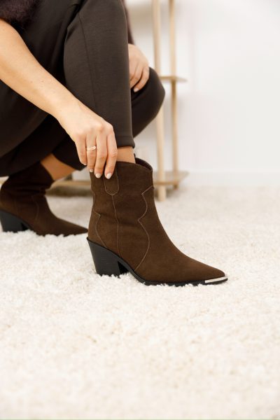 Buty kowbojki metalowy czubek – Czekolada, 37