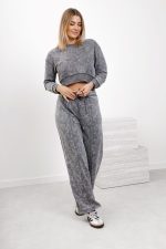 Komplet dekatyzowany krótka bluza – Szary, S/M