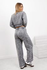 Komplet dekatyzowany krótka bluza – Szary, S/M