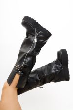 Kozaki na platformie w stylu Grunge – Czarny, 39