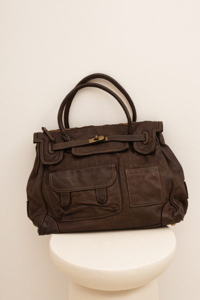 Torba skóra 2 kieszonki – Czekolada, UNI