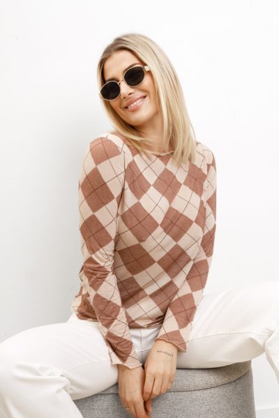 Bluzka romby kaszmir – Beż, 2XL