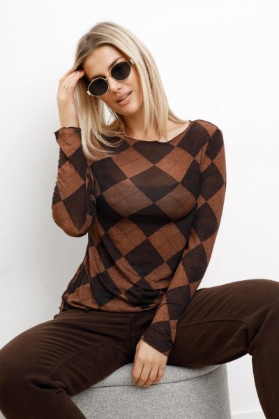 Bluzka romby kaszmir – Czekolada, 2XL